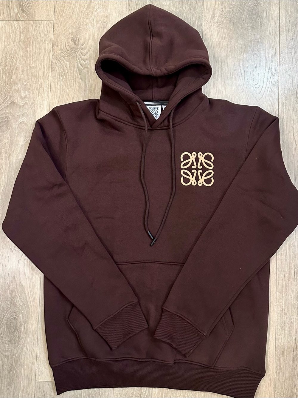 Loewe Chocolate Brown Hoodie with Tan Anagram Logo